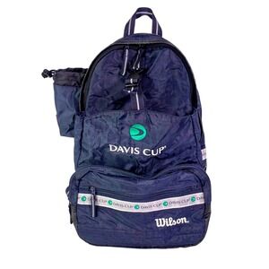 VTG Wilson Davis Cup Backpack 17x11x6 Navy Blue Tennis Sports Bag READ